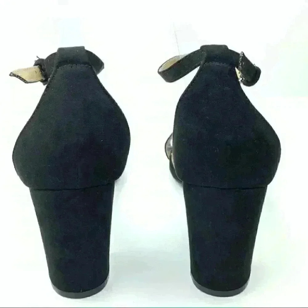 New report heels Pamela 11 black faux suede dorsay - Picture 4 of 13